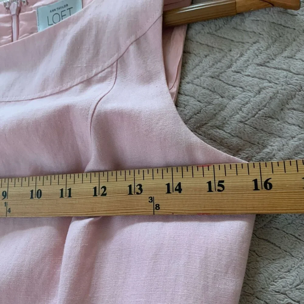 Ann Taylor Loft Dress Size 0 Lined Pink Sleeveless Invisible Zipper - Picture 13 of 15